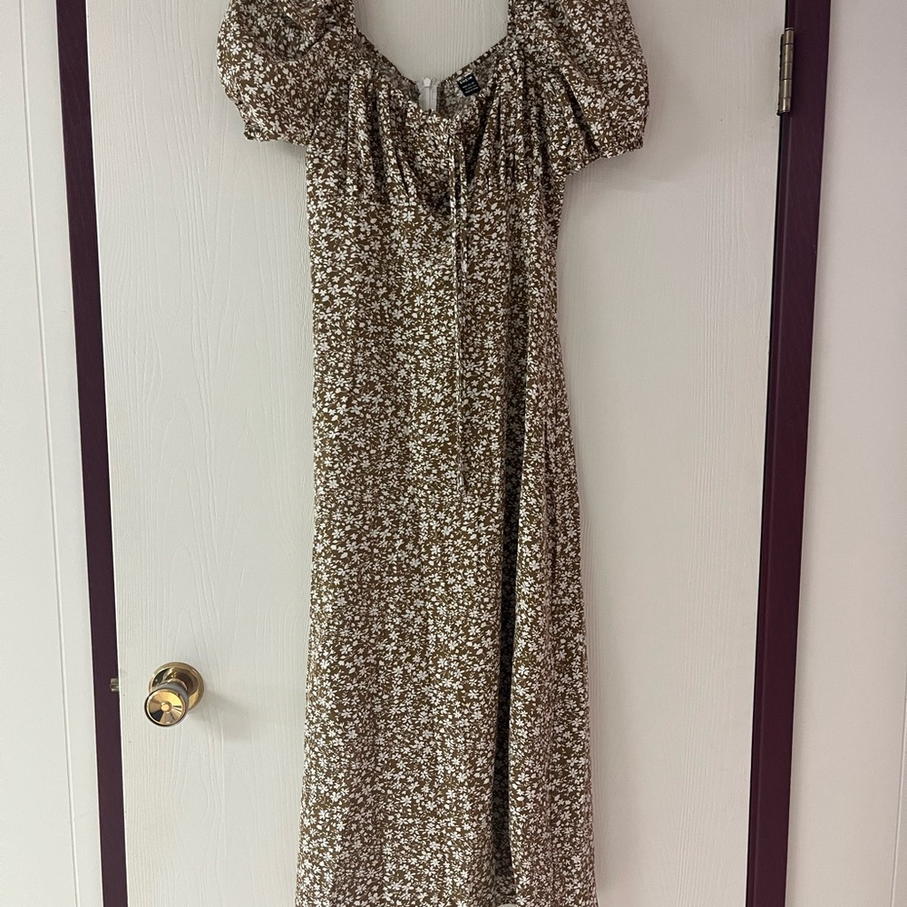 SHEIN Brown Floral Midi Dress
